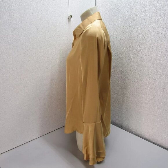 NEW DEREK LAM 10 Crosby Womens Selma Satin Button Blouse Size S Fawn Gold - Picture 5 of 8